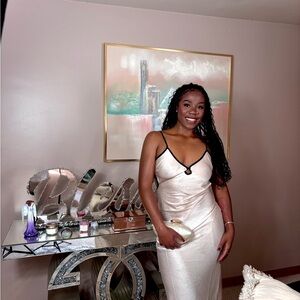 Fashion Nova Cream Backless Dress